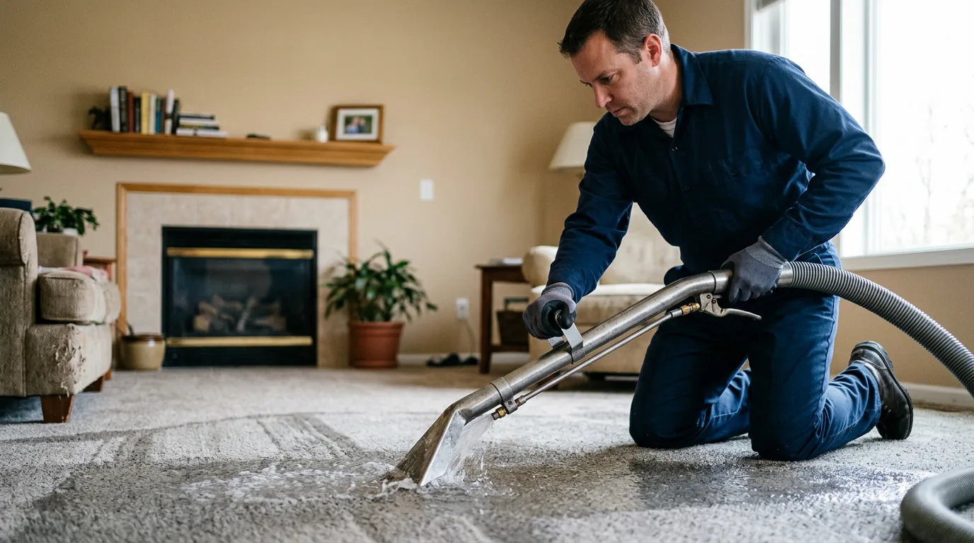 Water damage restoration technician working near Mineral Springs, PA